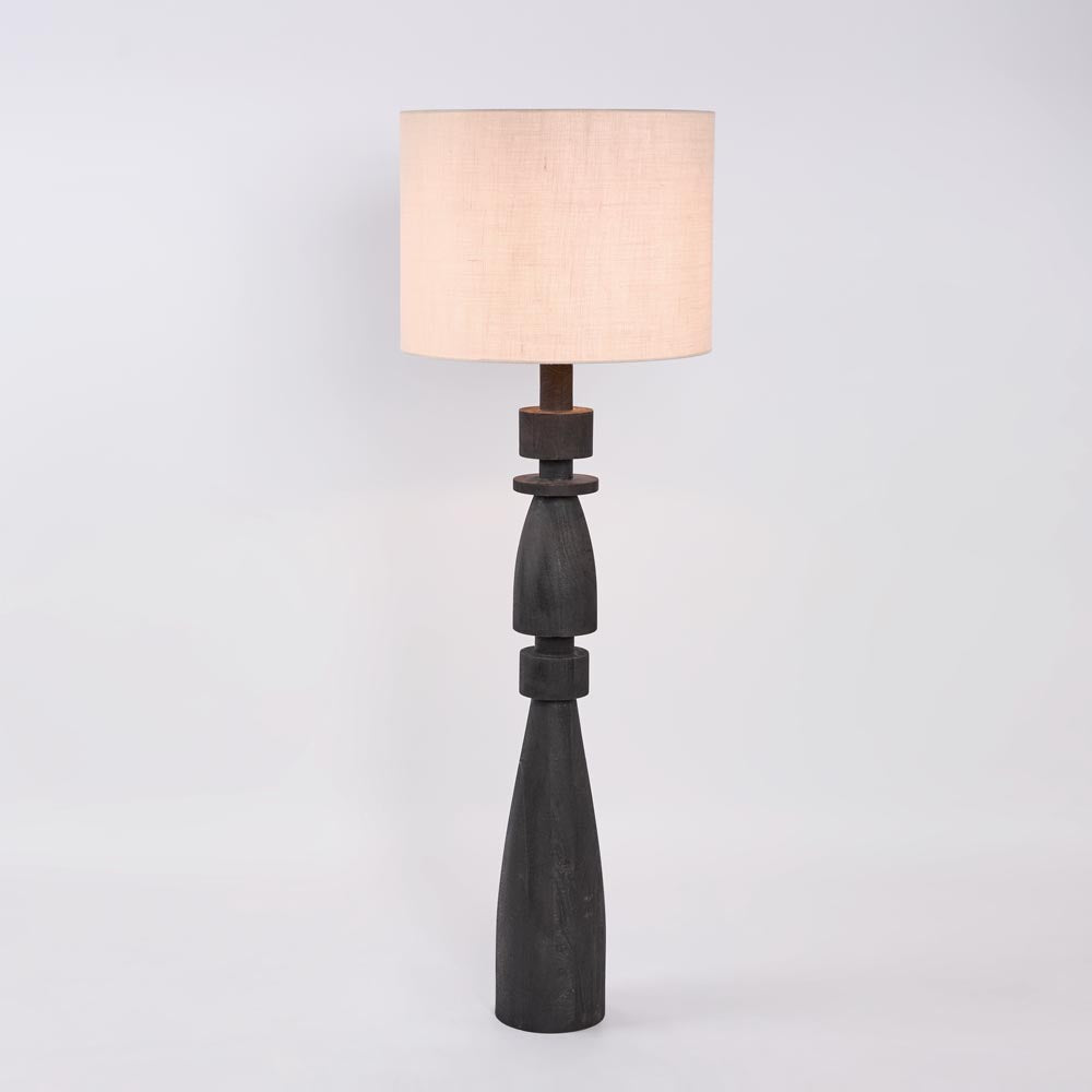 MRD Home MAGNUS Wood Floor Lamp - Black / Natural Shade-MRD HOME-Ozlighting.com.au