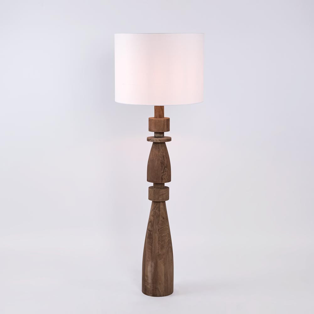 MRD Home MAGNUS Wood Floor Lamp - Saddle / White Shade-MRD HOME-Ozlighting.com.au
