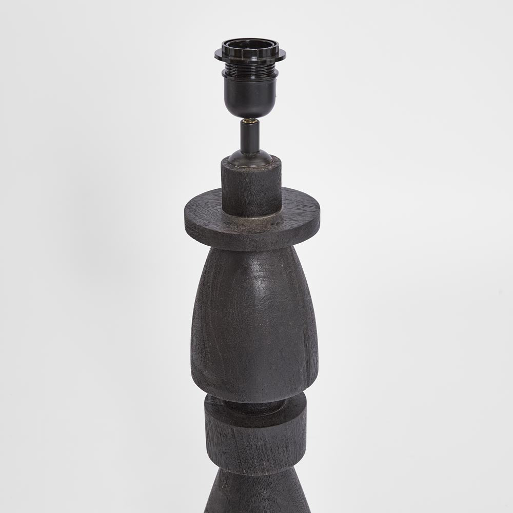 MRD Home MAGNUS Wood Table Lamp - Black / White Shade-MRD HOME-Ozlighting.com.au