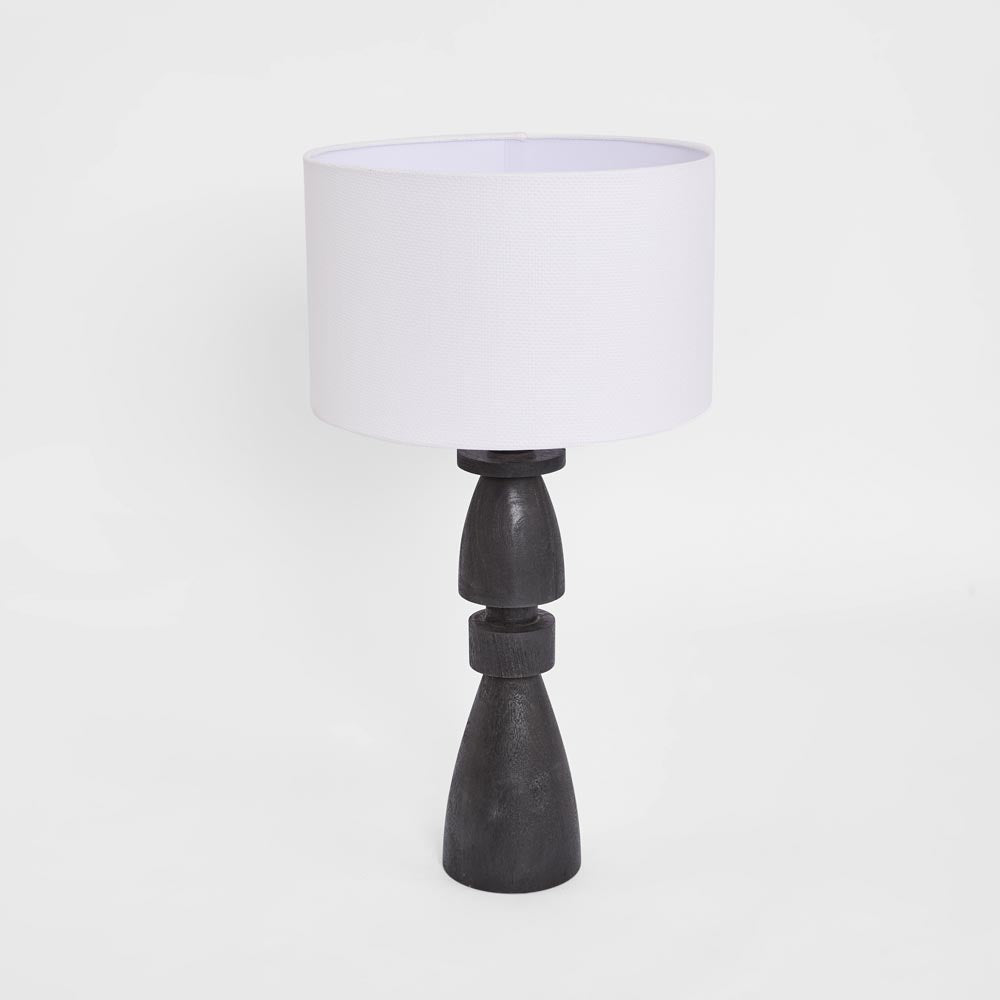 MRD Home MAGNUS Wood Table Lamp - Black / White Shade-MRD HOME-Ozlighting.com.au