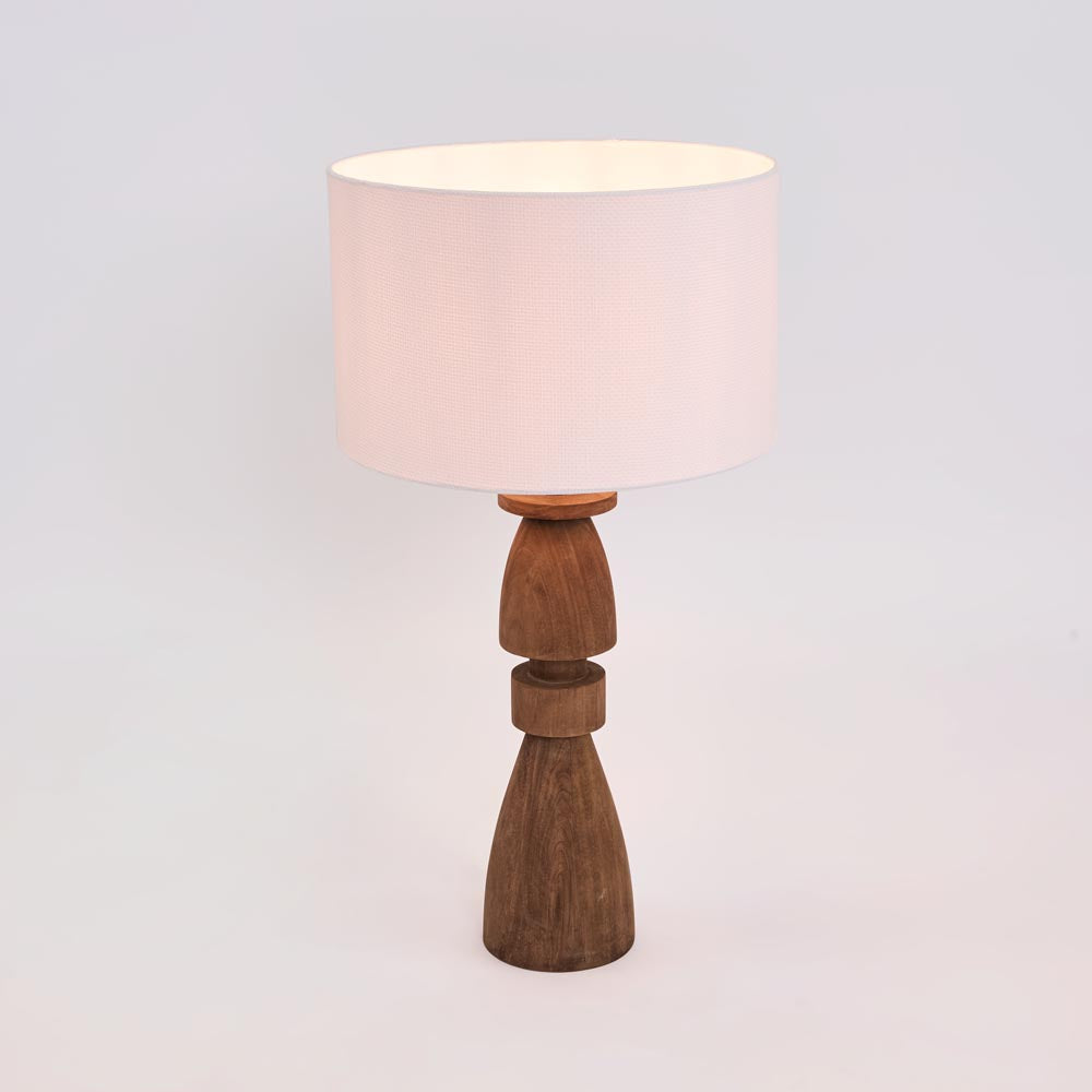 MRD Home MAGNUS Wood Table Lamp - Saddle / White Shade-MRD HOME-Ozlighting.com.au