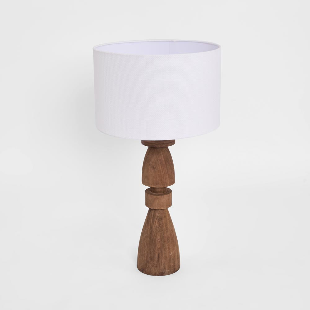MRD Home MAGNUS Wood Table Lamp - Saddle / White Shade-MRD HOME-Ozlighting.com.au