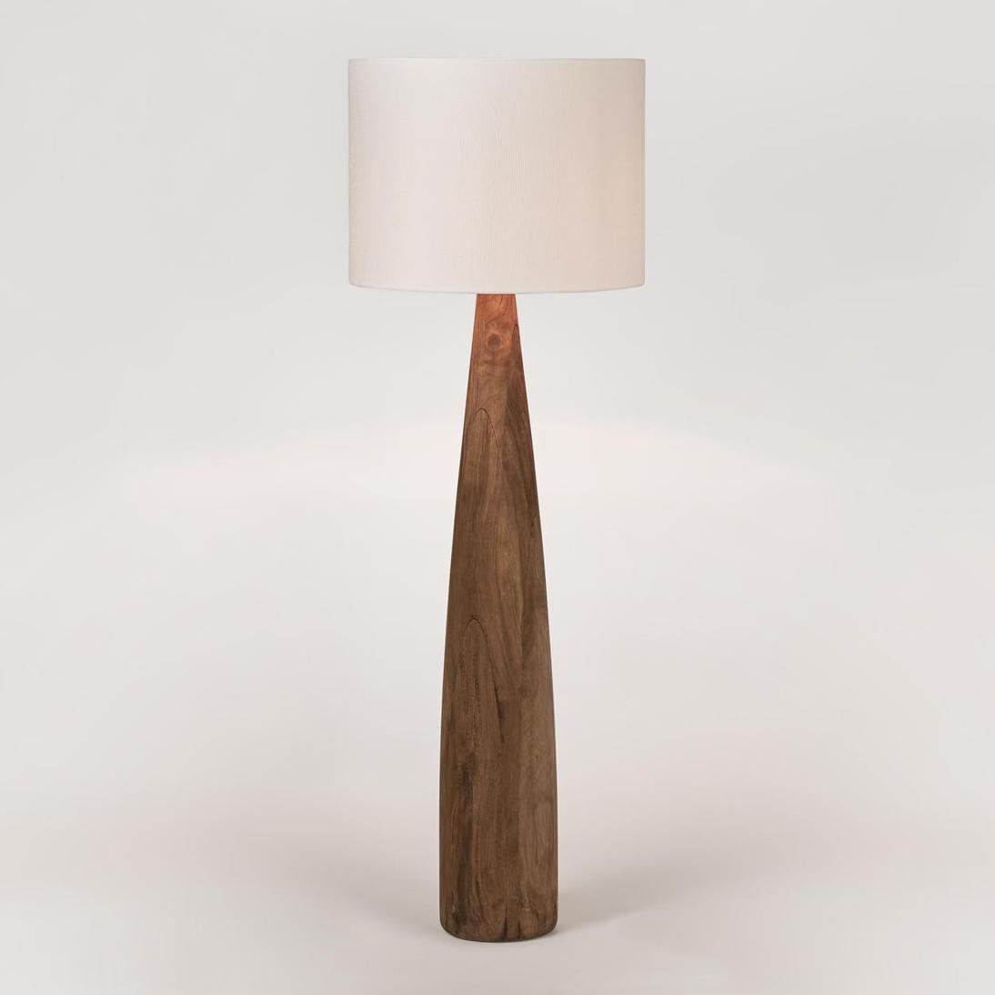 MRD Home SAMSON Wood Floor Lamp - Saddle / White Shade-MRD HOME-Ozlighting.com.au