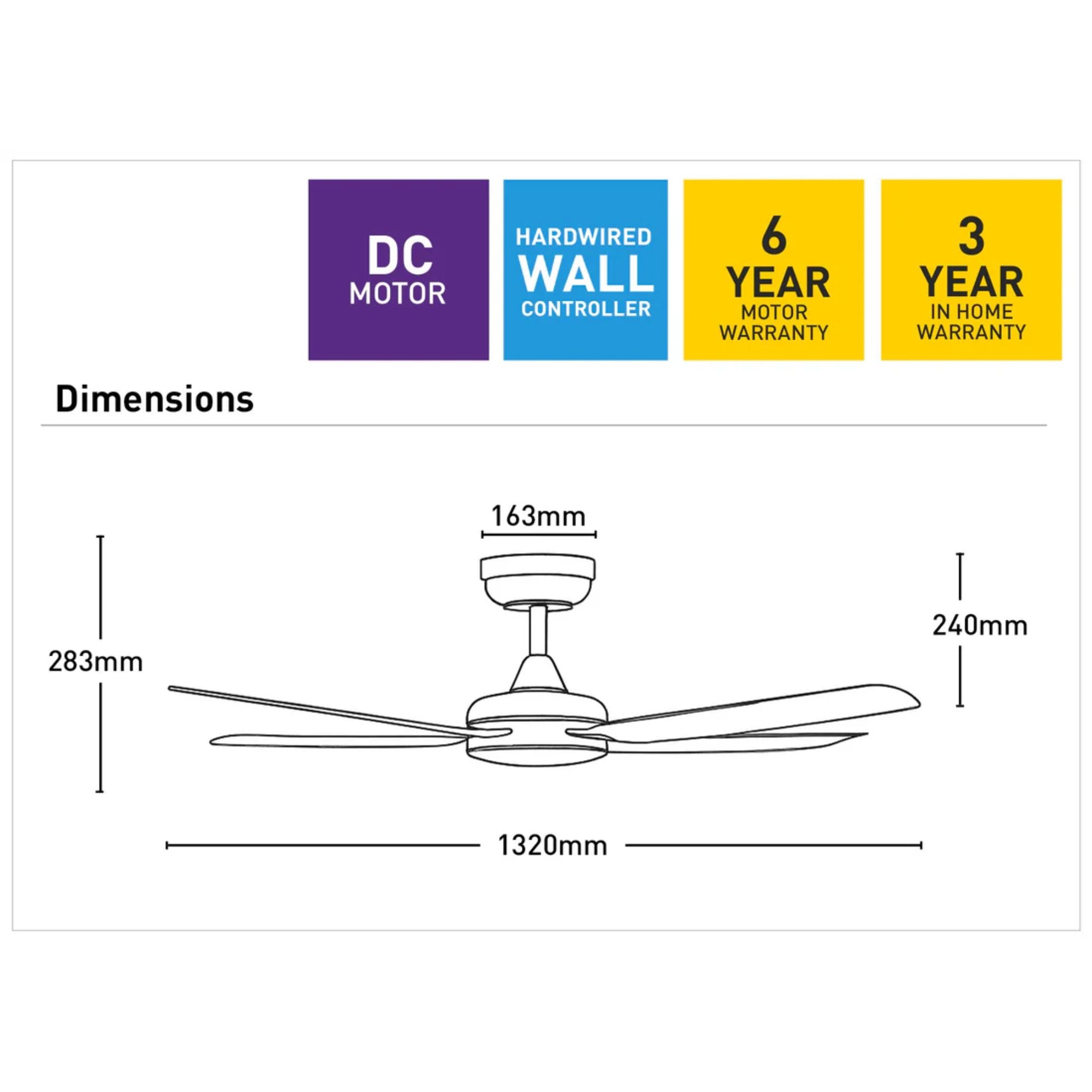 Mercator COLOMBO - 1320mm DC Ceiling Fan-Mercator-Ozlighting.com.au