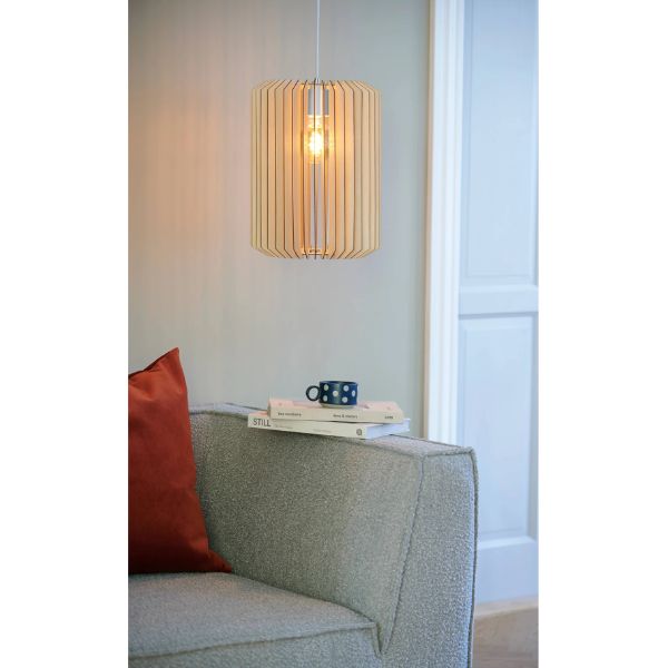 Nordlux ASTI - 1 Light Slatted Wood Pendant-Nordlux-Ozlighting.com.au