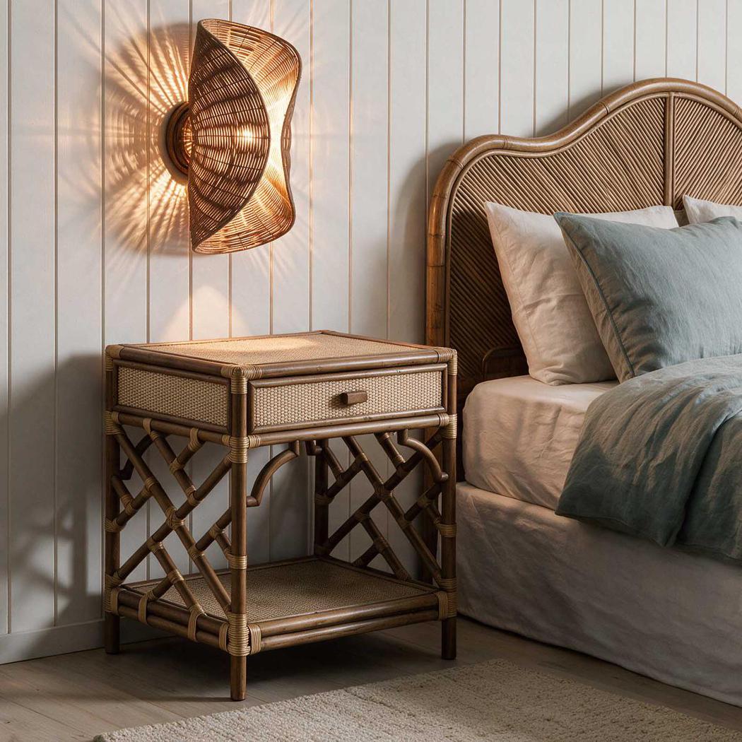 OneWorld Collection CRESCENT Rattan Wall Light Natural-ONEWORLD COLLECTION-Ozlighting.com.au