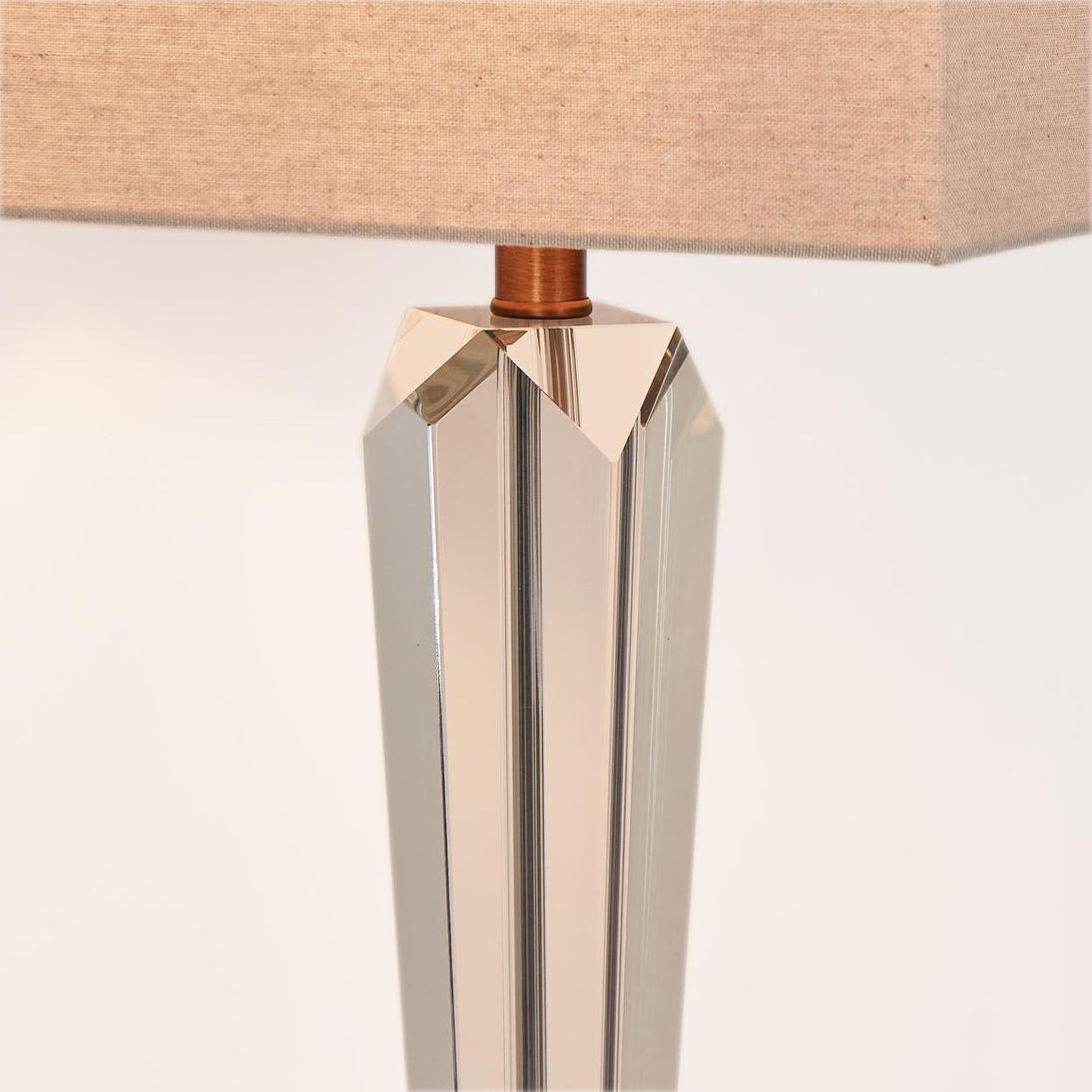OneWorld Collection MONUMENT Crystal Table Lamp - Natural Linen Shade-ONEWORLD COLLECTION-Ozlighting.com.au