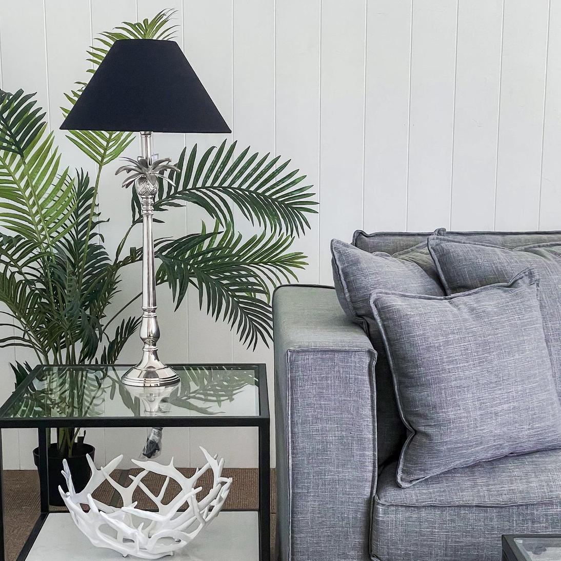 OneWorld Collection PINEAPPLE LEAF Table Lamp - Nickel / Black Shade-ONEWORLD COLLECTION-Ozlighting.com.au