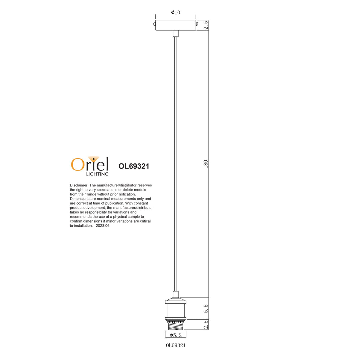 Oriel ALBANY Pendant Light Cloth Cord-Oriel Lighting-Ozlighting.com.au