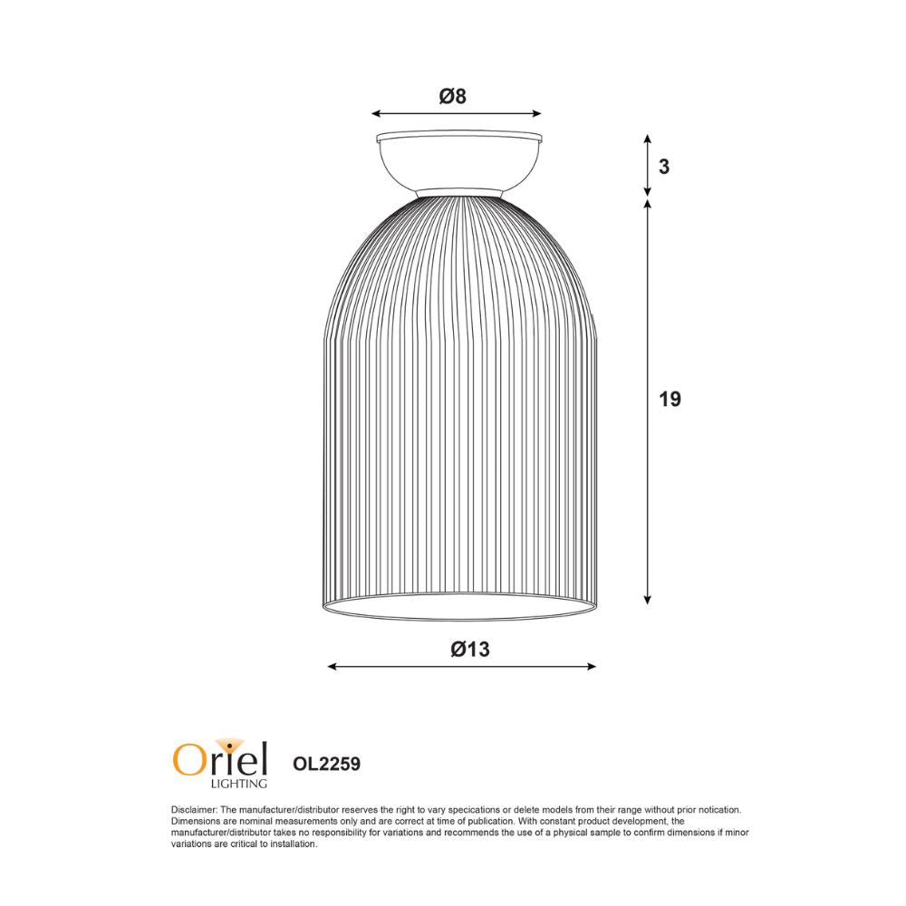 Oriel ARLEY DIY Shade - Max. 60W, Ribbed Glass-Oriel Lighting-Ozlighting.com.au