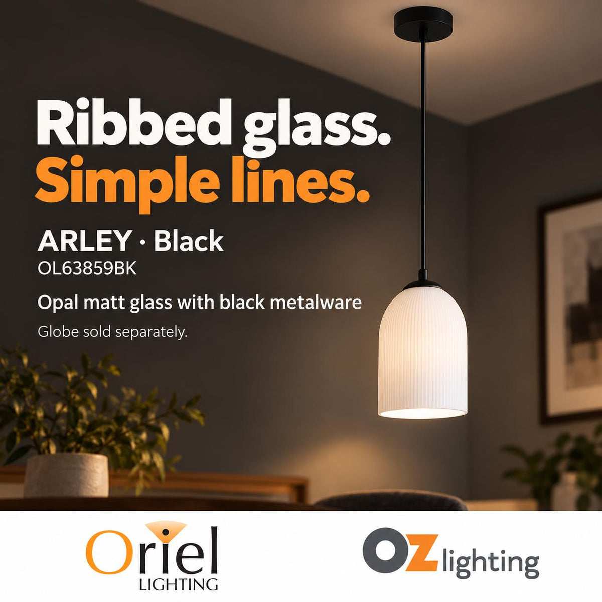 Oriel ARLEY Pendant - 1 Light-Oriel Lighting-Ozlighting.com.au