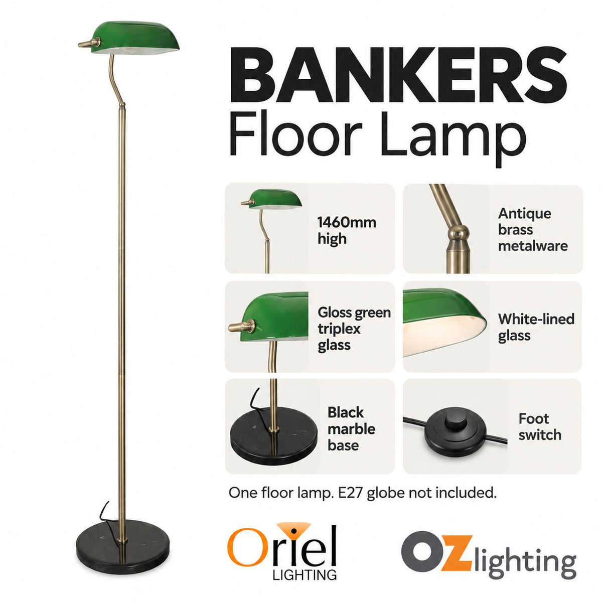 Oriel BANKERS Floor Lamp-Oriel Lighting-Ozlighting.com.au