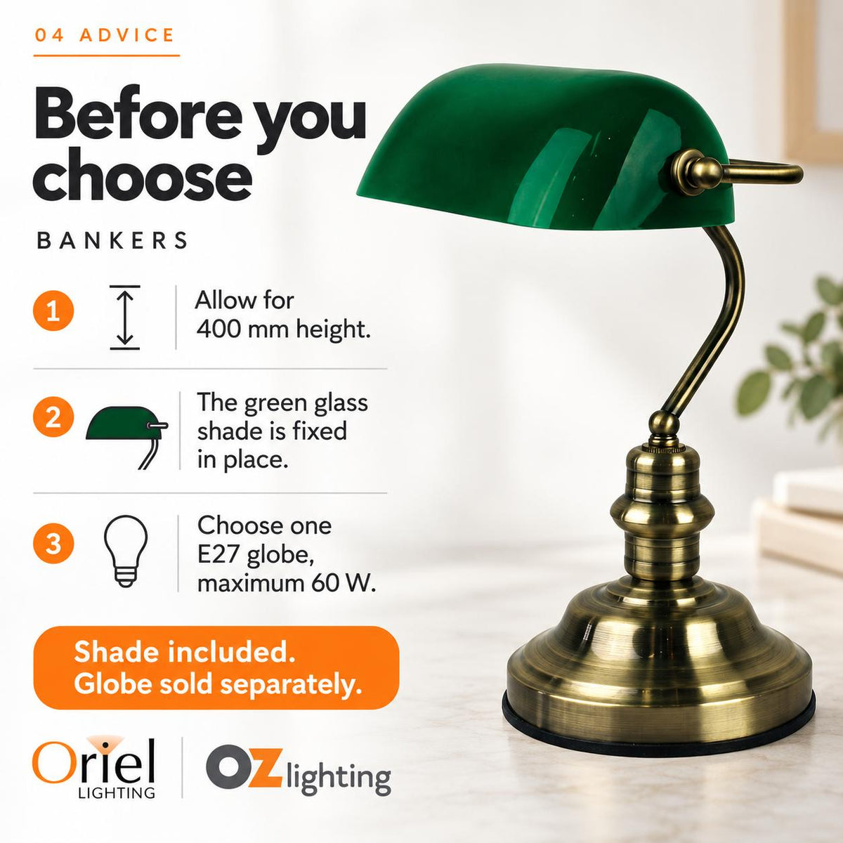 Oriel BANKERS Table Lamp - with Switch-Oriel Lighting-Ozlighting.com.au