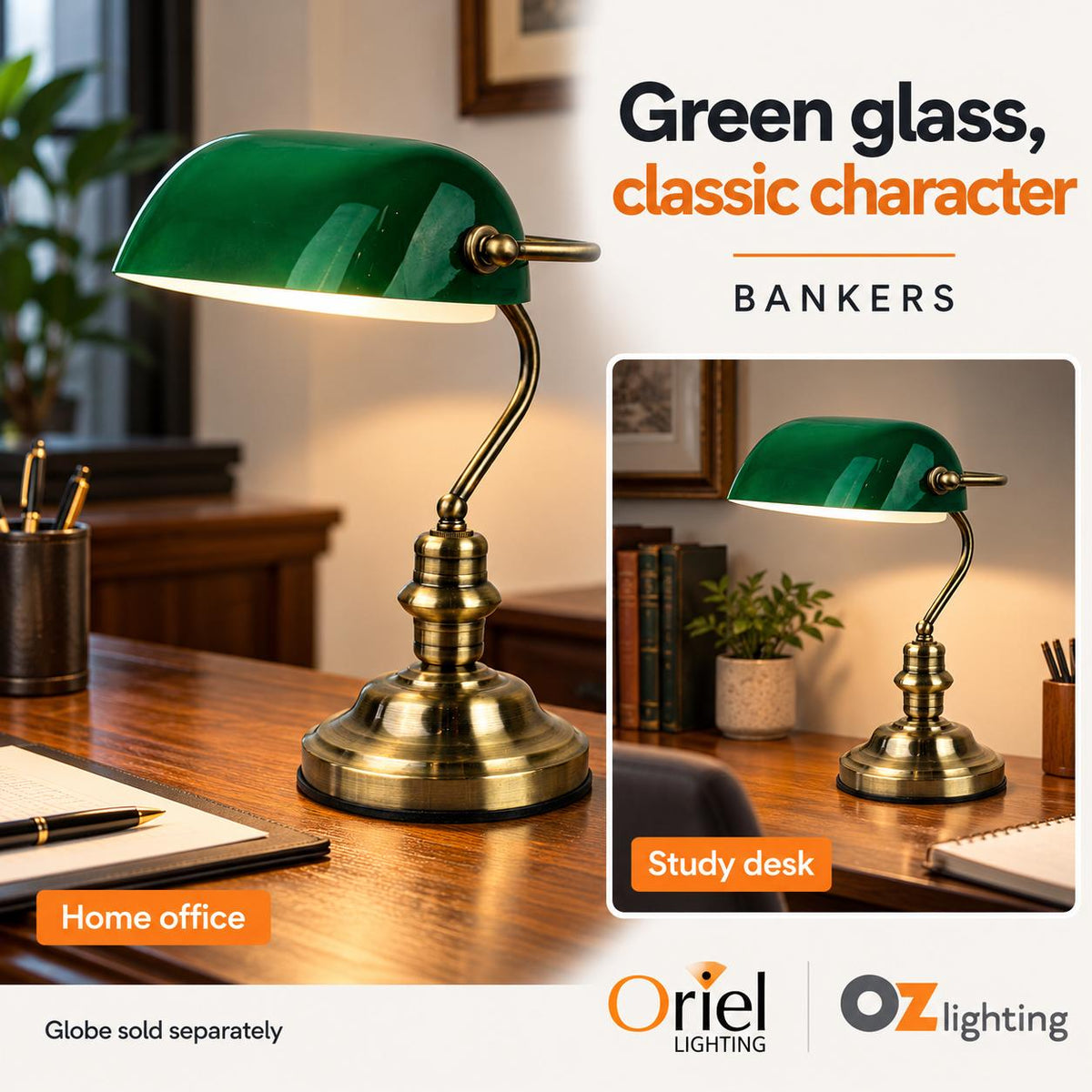 Oriel BANKERS Table Lamp - with Switch-Oriel Lighting-Ozlighting.com.au