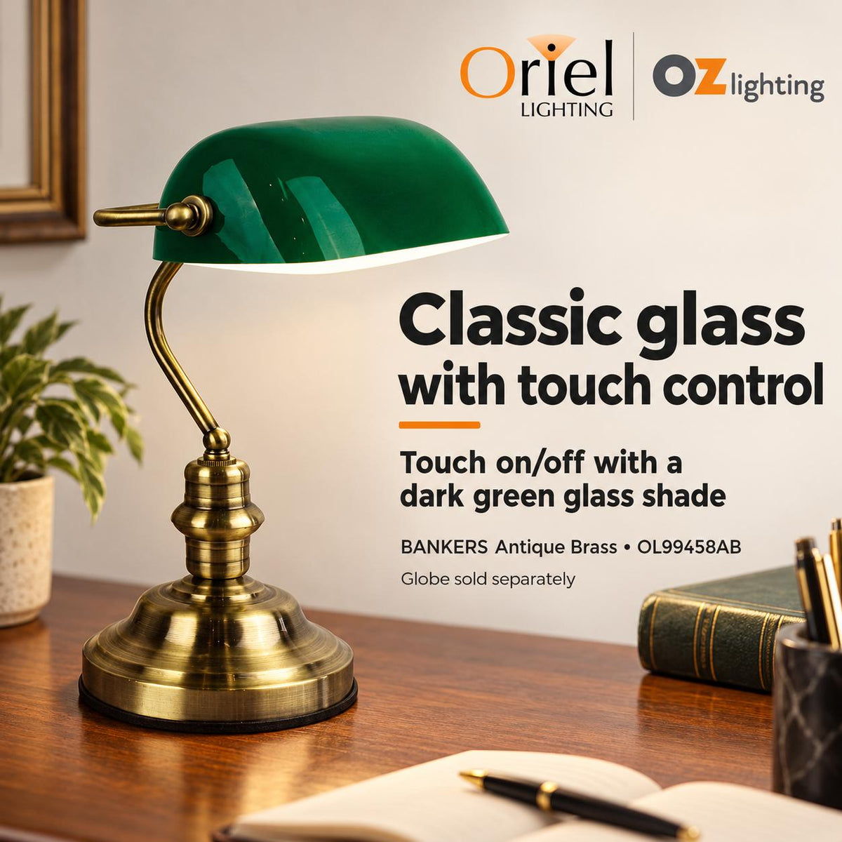 Oriel BANKERS Touch Table Lamp-Oriel Lighting-Ozlighting.com.au