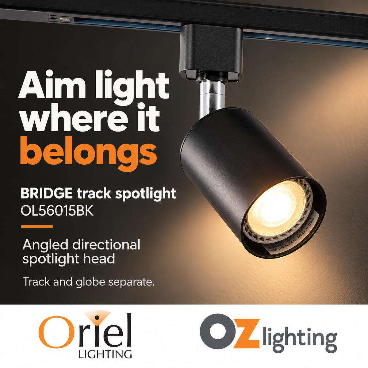Oriel BRIDGE Track Spotlight - Max. 35W-Oriel Lighting-Ozlighting.com.au