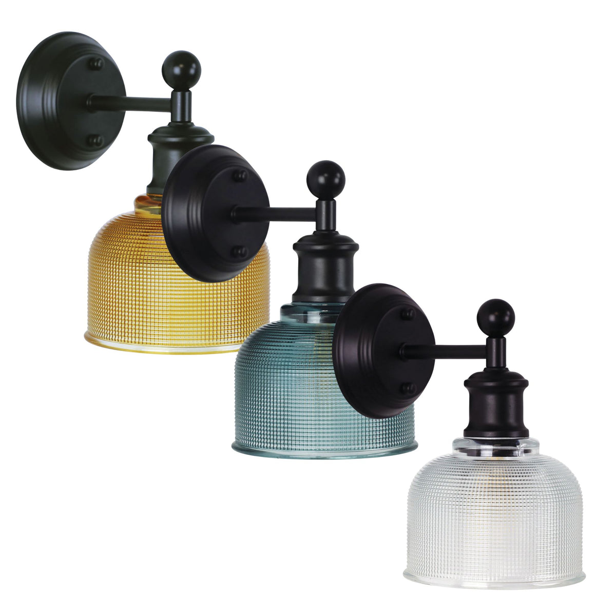 Oriel BRIGHTON Wall Light Obscure Glass Satin Black-Oriel Lighting-Ozlighting.com.au