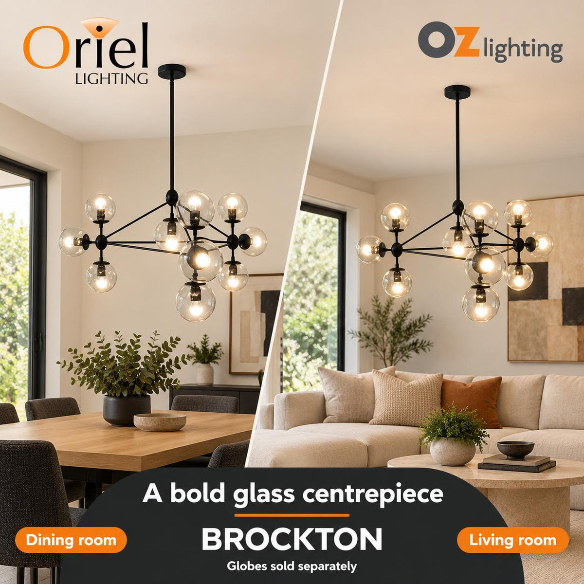 Oriel BROCKTON Pendant - 10 Light-Oriel Lighting-Ozlighting.com.au