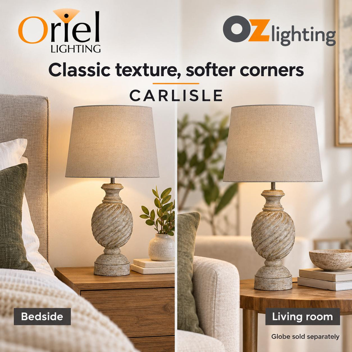 Oriel CARLISLE Table Lamp - White Resin-Oriel Lighting-Ozlighting.com.au
