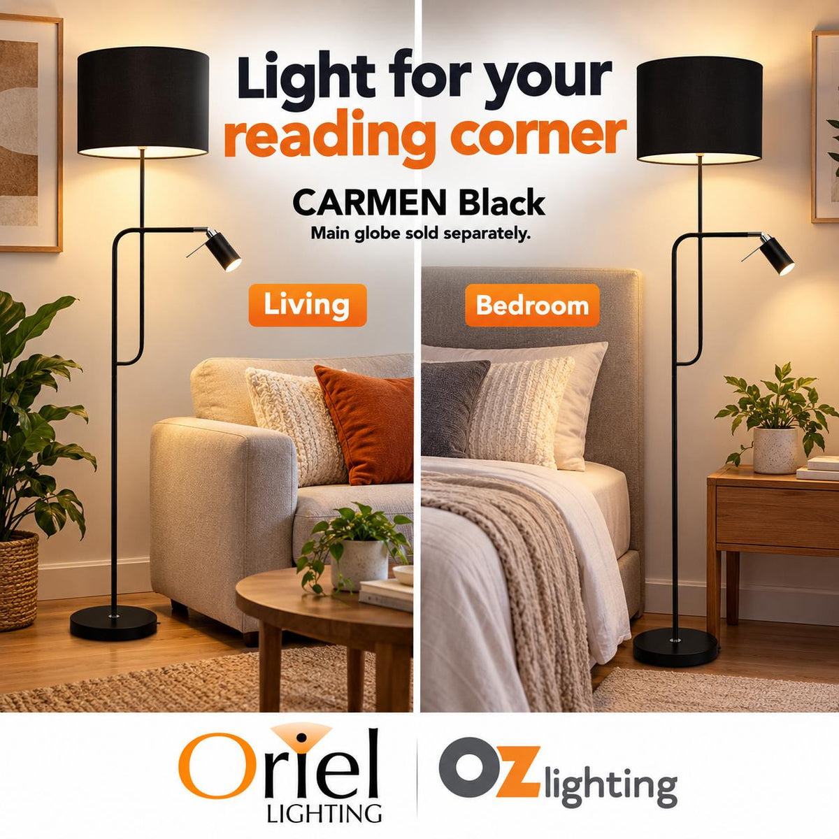 Oriel CARMEN Floor Lamp - Mother And Child-Oriel Lighting-Ozlighting.com.au