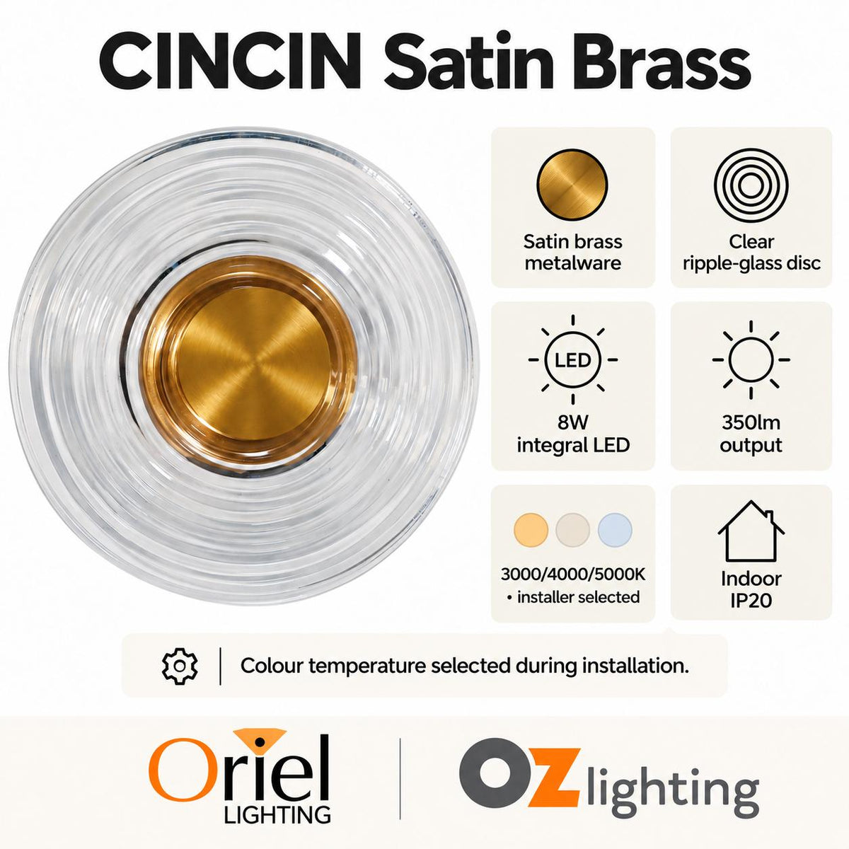 Oriel CINCIN Wall Light - Tri-Colour Satin Brass-Oriel Lighting-Ozlighting.com.au