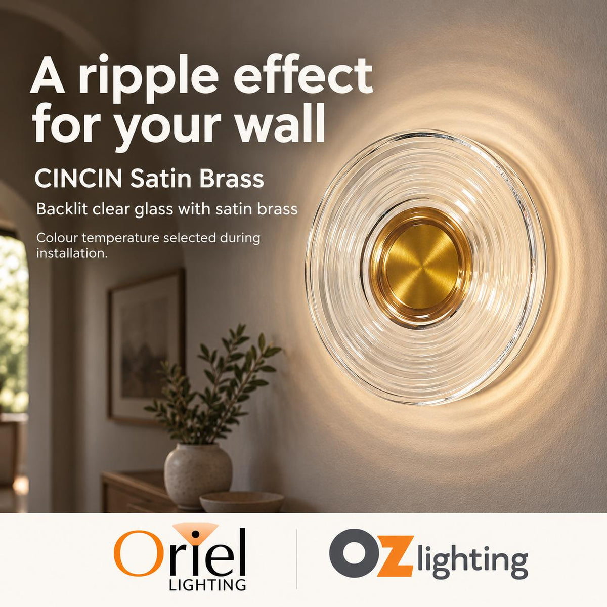 Oriel CINCIN Wall Light - Tri-Colour Satin Brass-Oriel Lighting-Ozlighting.com.au