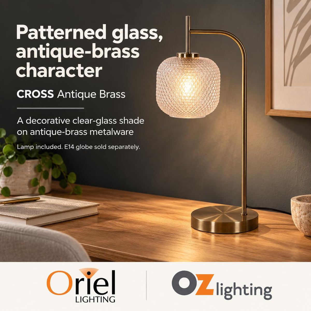 Oriel CROSS Task Lamp - Max. 42W, Decorative-Oriel Lighting-Ozlighting.com.au