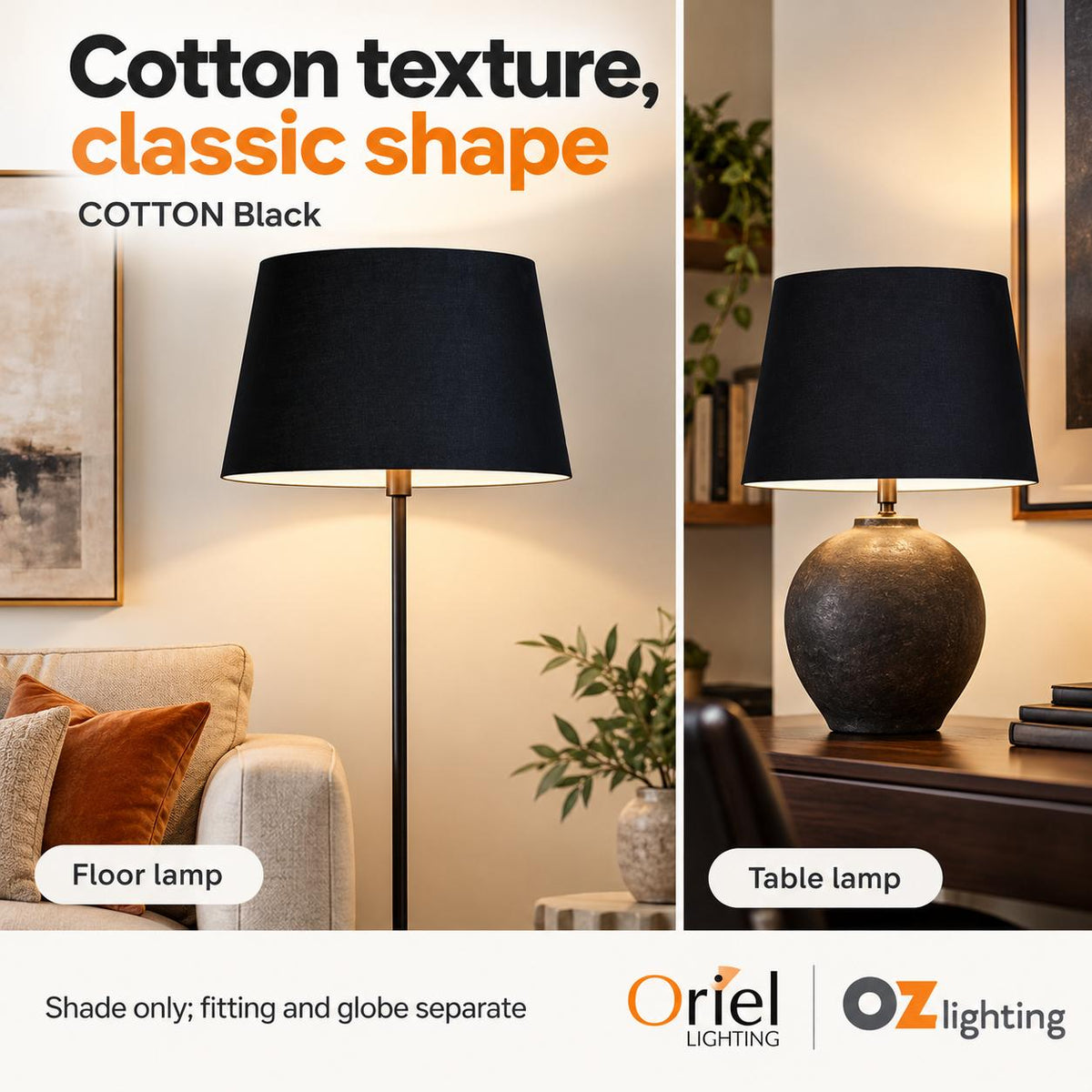 Oriel Cotton Lamp Shade Only-Oriel Lighting-Ozlighting.com.au