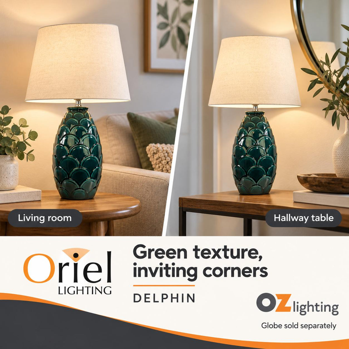 Oriel DELPHIN Table Lamp - Textured Ceramic-Oriel Lighting-Ozlighting.com.au