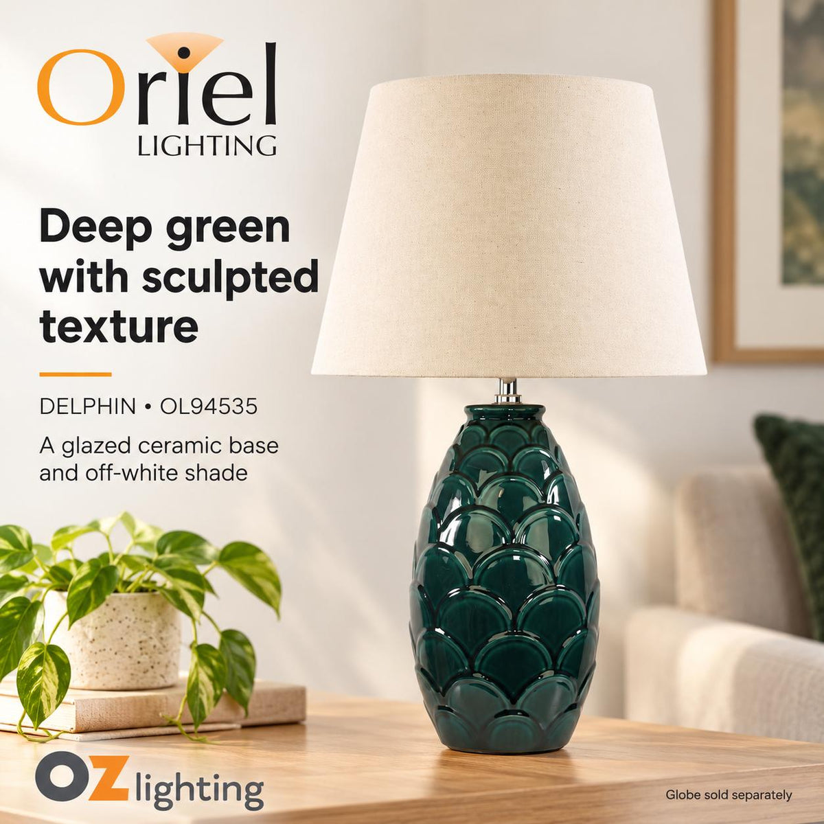 Oriel DELPHIN Table Lamp - Textured Ceramic-Oriel Lighting-Ozlighting.com.au