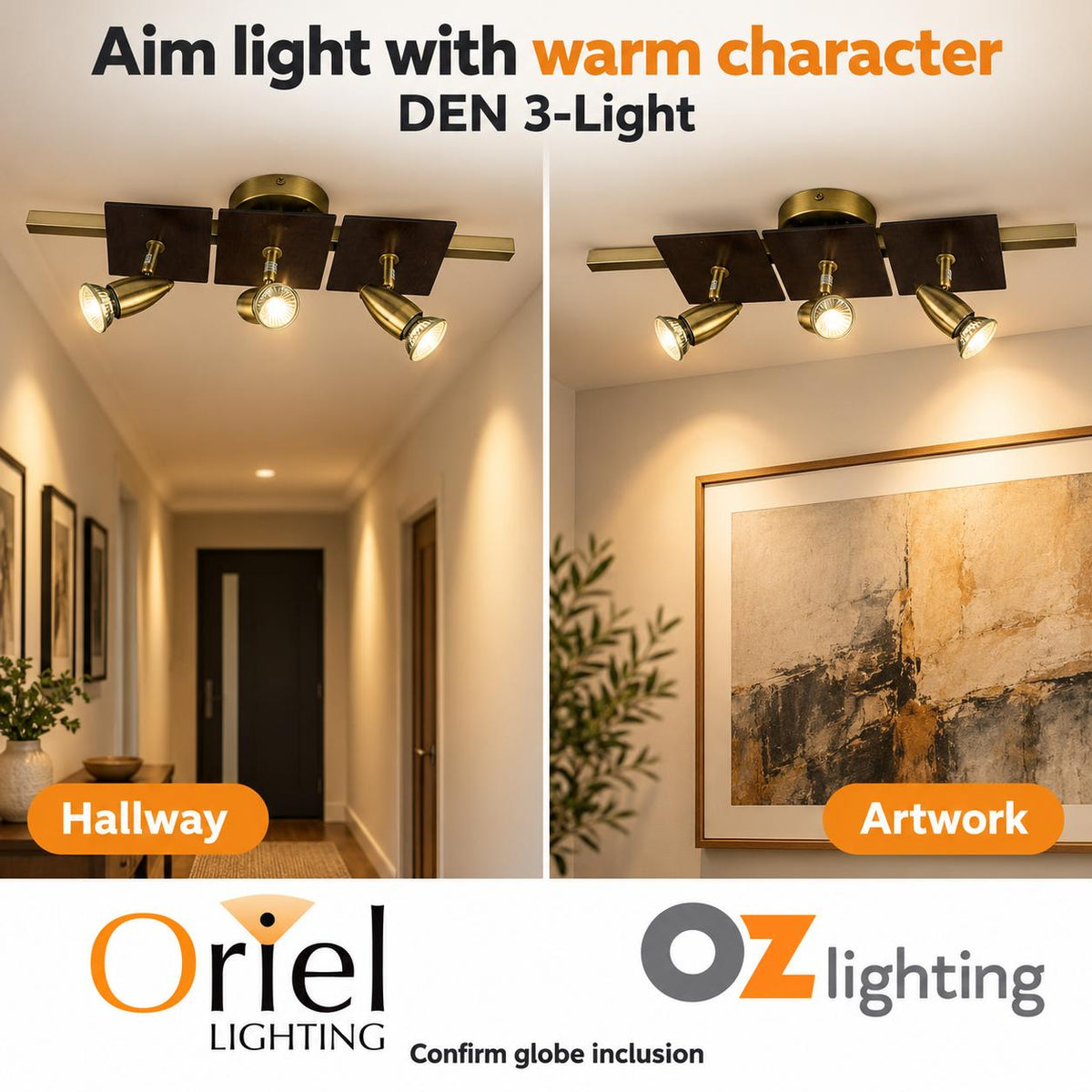 Oriel DEN Spotlight - 1/2/3/4 Light Metal GU10-Oriel Lighting-Ozlighting.com.au