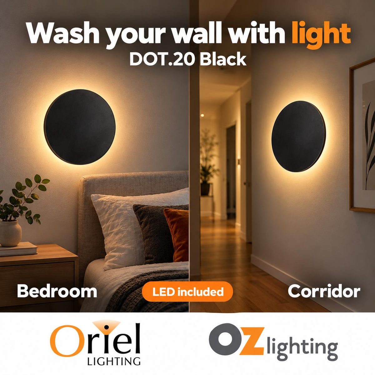 Oriel DOT.20 LED Wall Light - Tri-Colour-Oriel Lighting-Ozlighting.com.au
