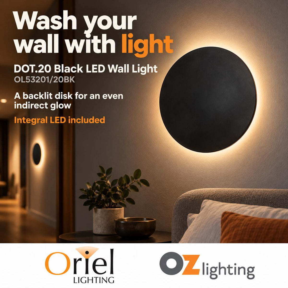 Oriel DOT.20 LED Wall Light - Tri-Colour-Oriel Lighting-Ozlighting.com.au