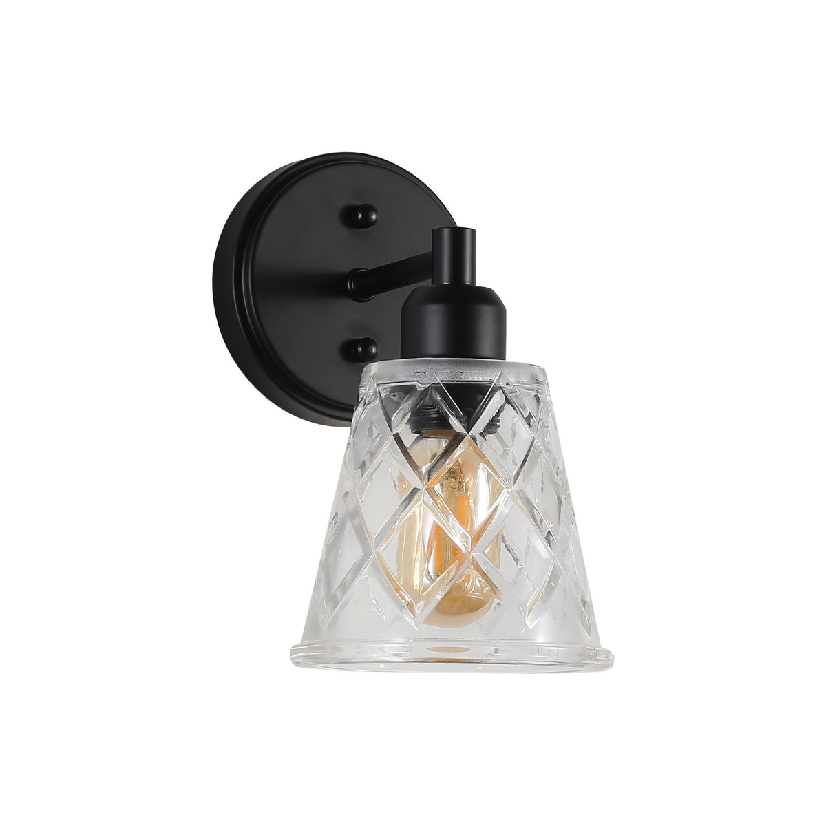 Oriel DRAM Wall Light Cut Glass Satin Black-Oriel Lighting-Ozlighting.com.au