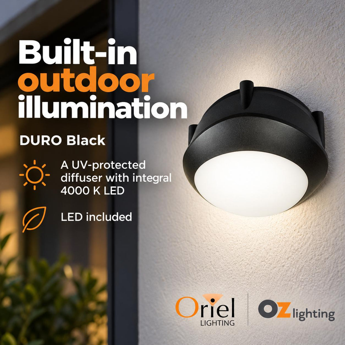 Oriel DURO LED Bulkhead Light - 7W, Double Insulated, IP65-Oriel Lighting-Ozlighting.com.au