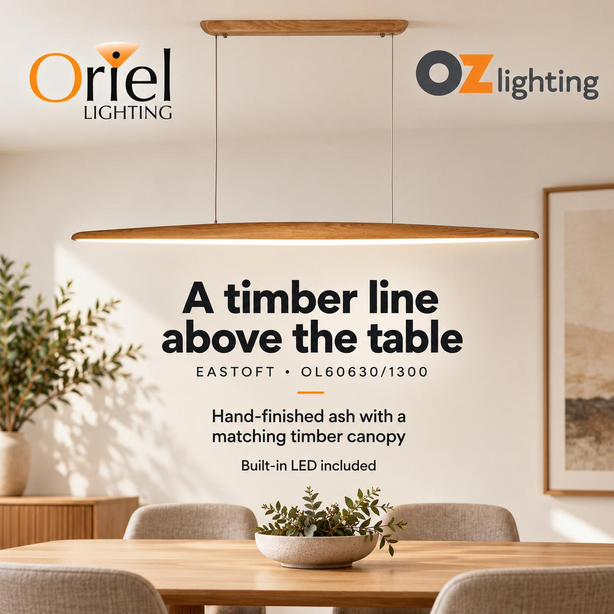 Oriel EASTOFT Pendant - 1 Light Glass-Oriel Lighting-Ozlighting.com.au