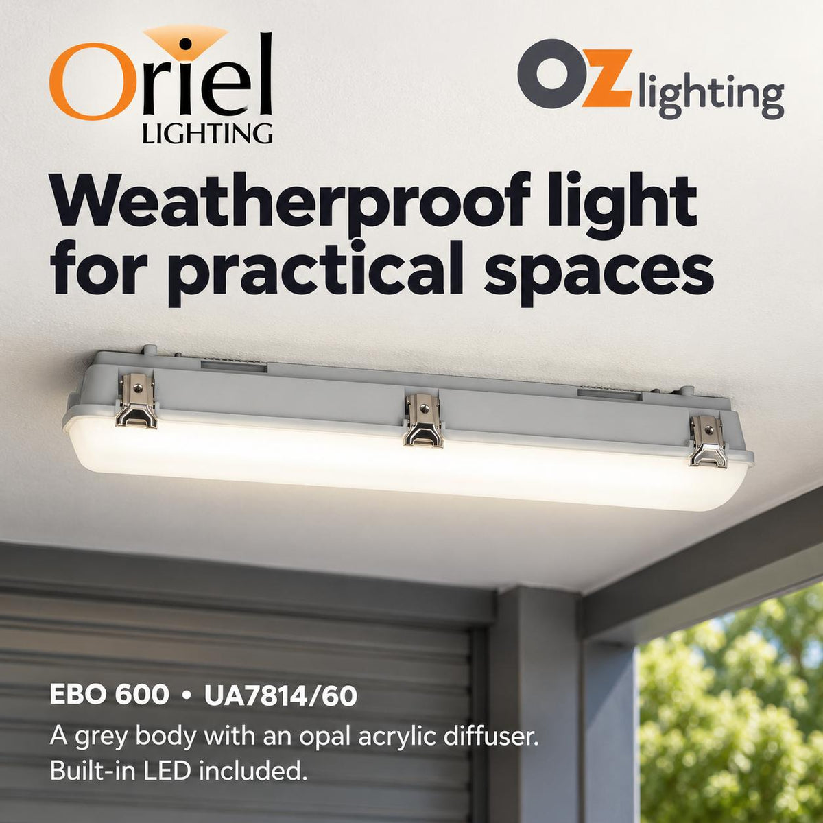 Oriel EBO Outdoor LED Batten Light - Weatherproof, IP66 4000K-Oriel Lighting-Ozlighting.com.au