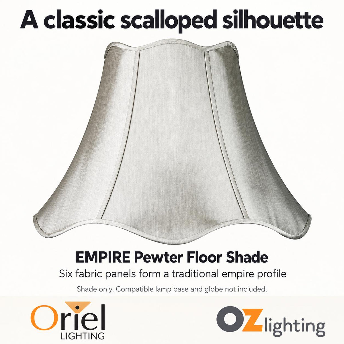 Oriel EMPIRE Lamp Shade - Large Shantung Floor-Oriel Lighting-Ozlighting.com.au