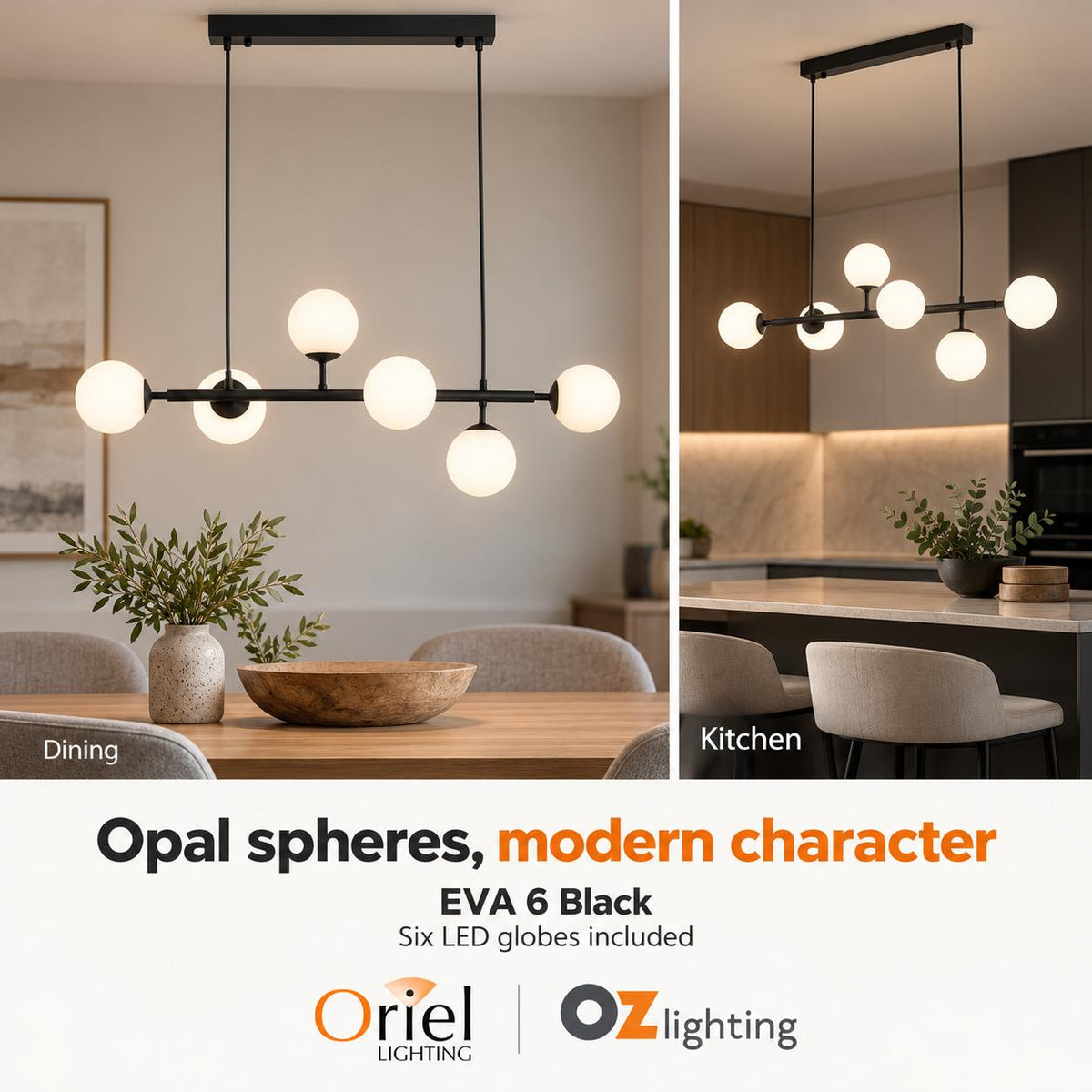 Oriel EVA Pendant - 6 Light-Oriel Lighting-Ozlighting.com.au