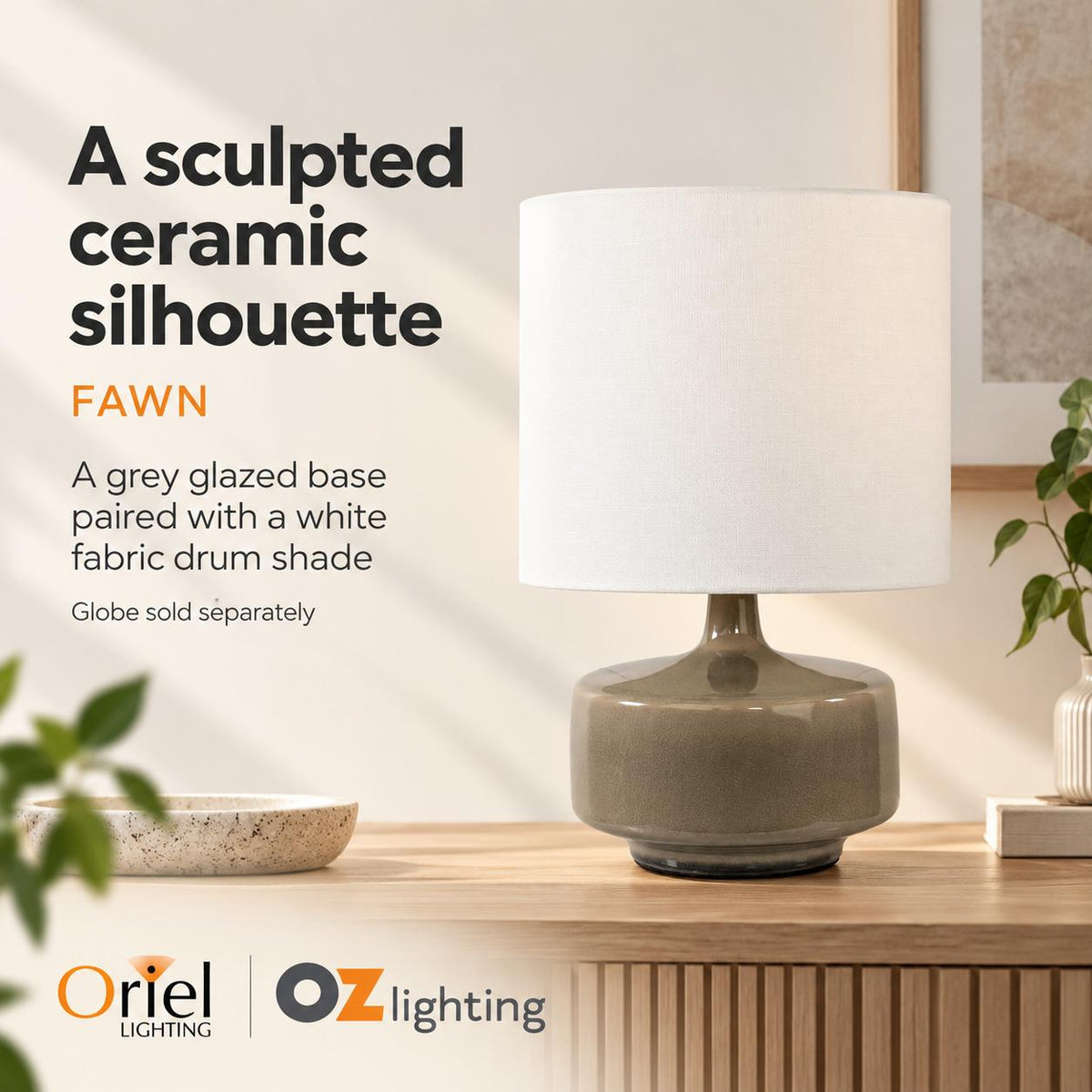 Oriel FAWN Table Lamp - Ceramic-Oriel Lighting-Ozlighting.com.au