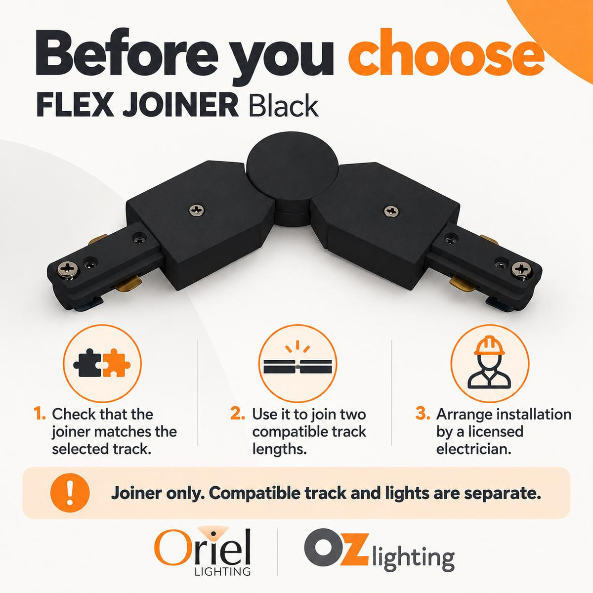 Oriel FLEX JOINER Track Joiner - Flexible-Oriel Lighting-Ozlighting.com.au