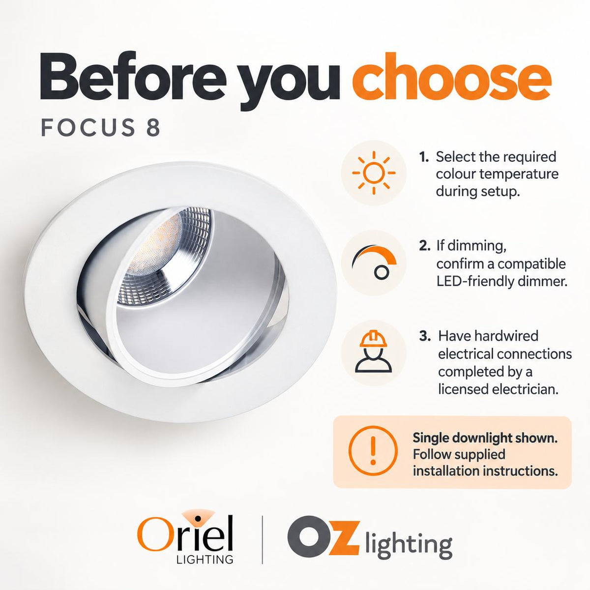 Oriel FOCUS Downlight - Adjustable Tri-Colour-Oriel Lighting-Ozlighting.com.au