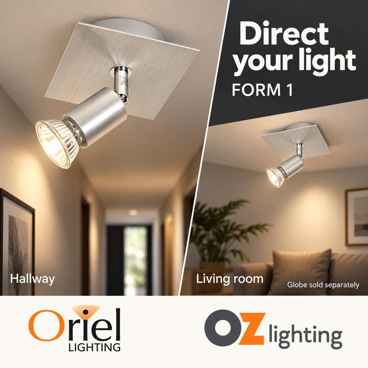 Oriel FORM Spotlight - Dimmable Surface Mounted Adjustable Indoor Aluminium-Oriel Lighting-Ozlighting.com.au