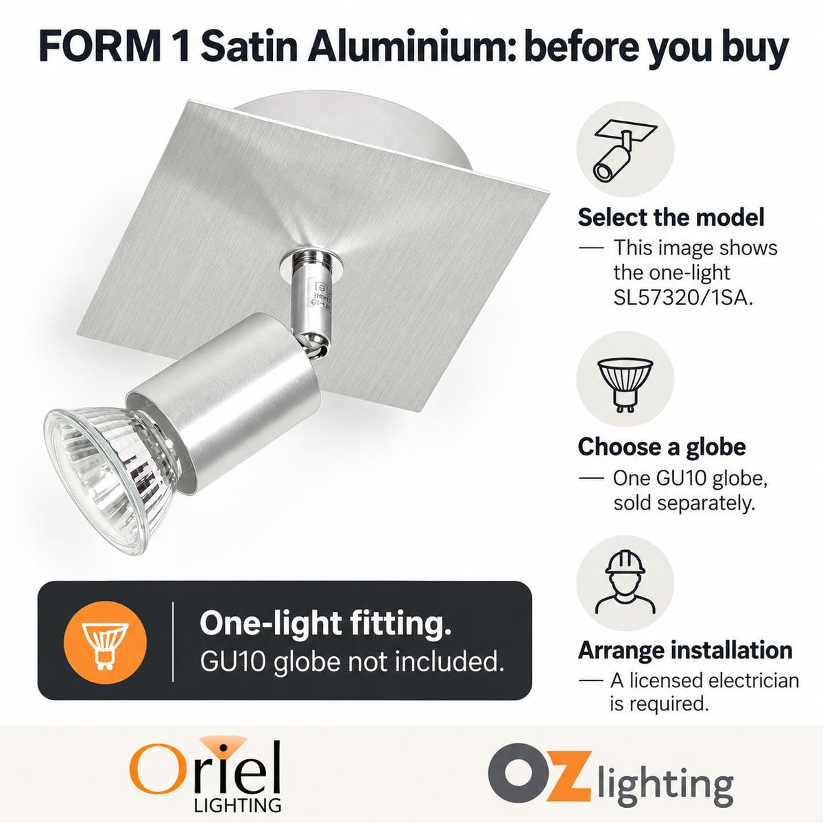Oriel FORM Spotlight - Dimmable Surface Mounted Adjustable Indoor Aluminium-Oriel Lighting-Ozlighting.com.au