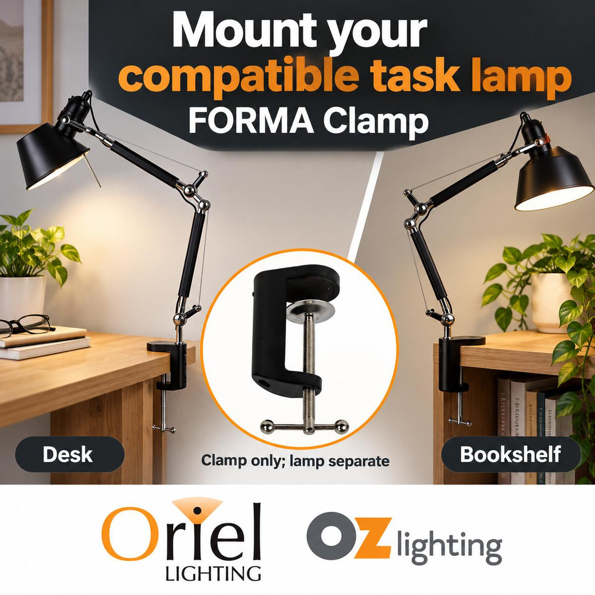 Oriel FORMA Task Lamp - Clamp Accessory For Forma-Oriel Lighting-Ozlighting.com.au