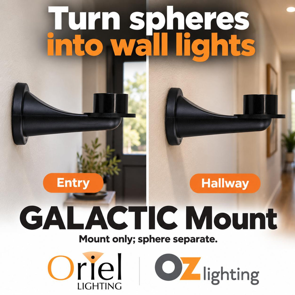 Oriel GALACTIC Mount Accessory - Wall, for Galactic Sphere Series-Oriel Lighting-Ozlighting.com.au