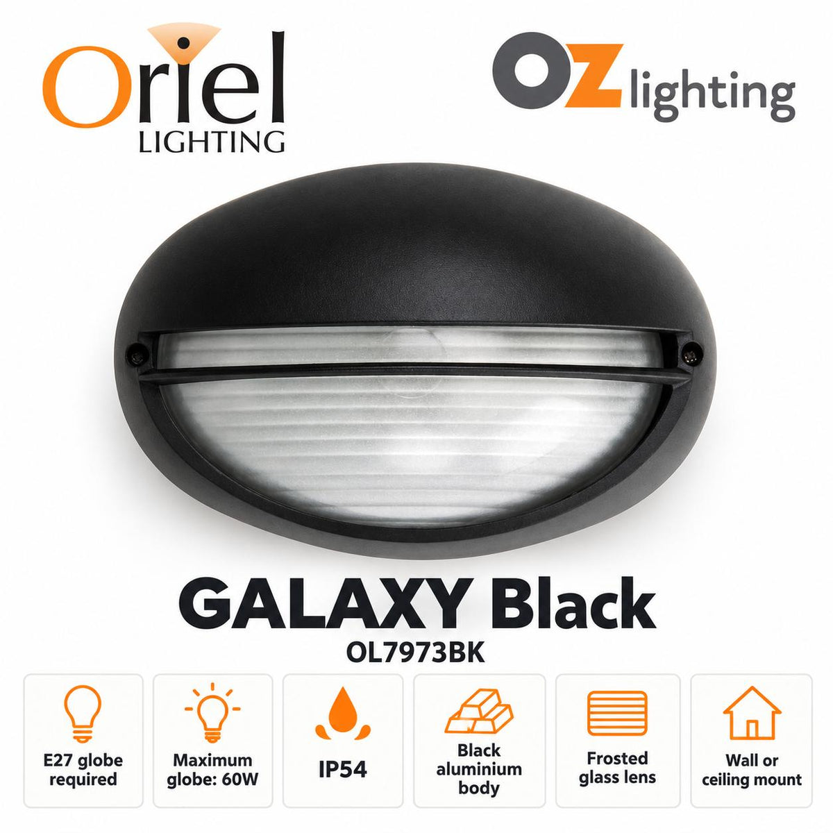 Oriel GALAXY Outdoor Bunker Light - Max. 60W, Classic Eyelid-Oriel Lighting-Ozlighting.com.au