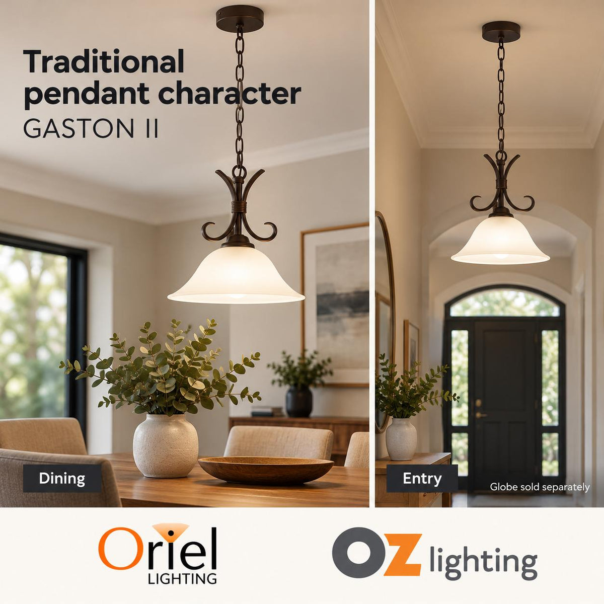 Oriel GASTON II Pendant - 1 Light-Oriel Lighting-Ozlighting.com.au