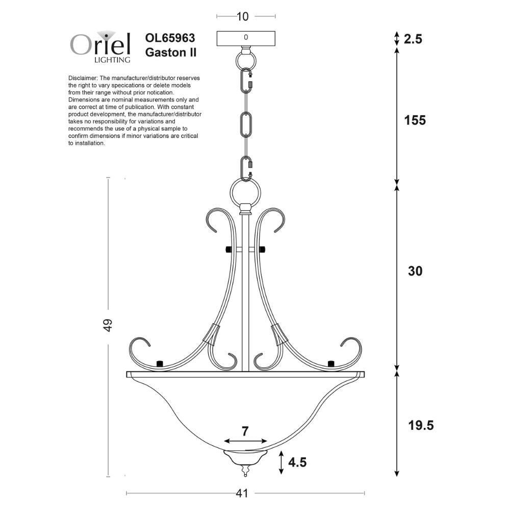Oriel GASTON II Pendant - 3 Light Traditional-Oriel Lighting-Ozlighting.com.au