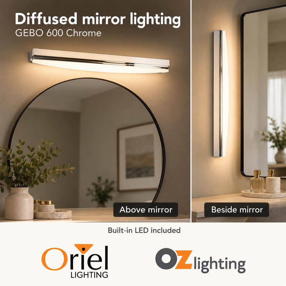 Oriel GEBO Vanity Wall Light - CTS-Oriel Lighting-Ozlighting.com.au